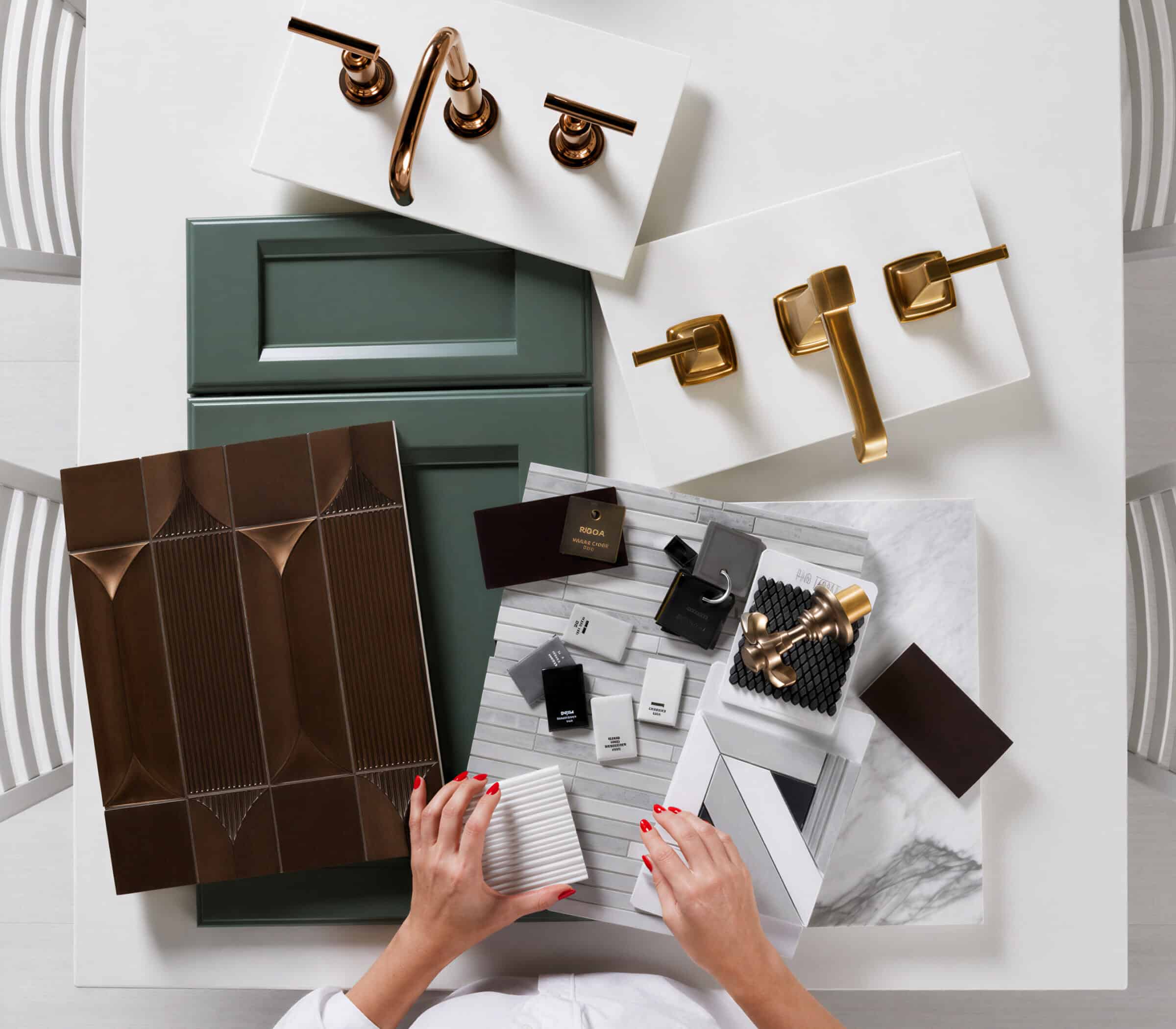 KOHLER design consultant helping a customer select fixtures